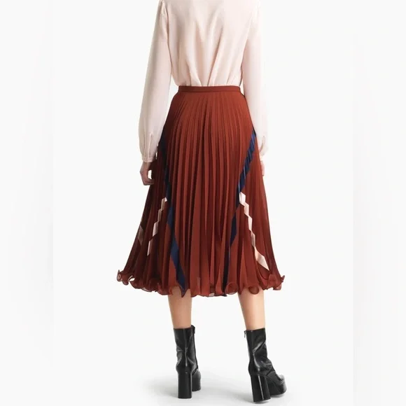 See By Chloe Woman Satin Trimmed Plissé
Georgette Midi Skirt Brown Size:4 - Picture 2 of 7